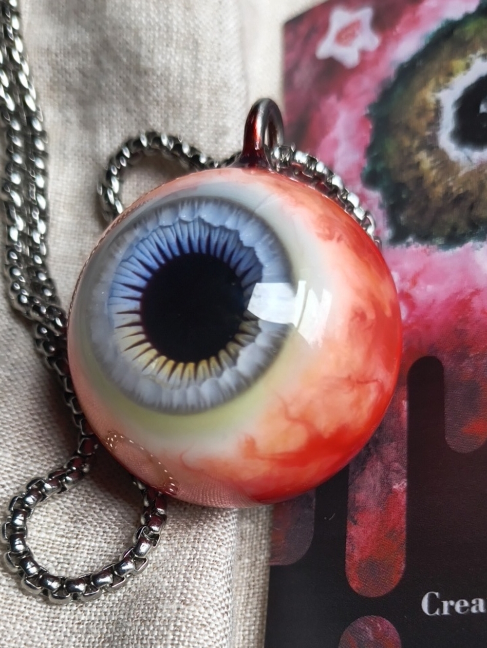 LKBIRD PHANTOM SUN REALISTIC Eyeball Necklace. 👁️ CREEPY 👁️ HORROR 👁️ - Picture 13 of 14